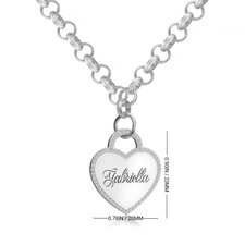 Engraved Heart Necklace with Cubic Zirconia - Thumbnail Information