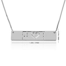 Engraved Friendship Bar Braille Necklace - Thumbnail Information