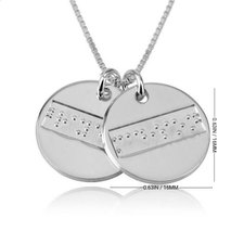 Two Discs Braille Letters Necklace - Thumbnail Information