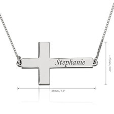 Sideways Personalized Cross Name Necklace - Thumbnail Information