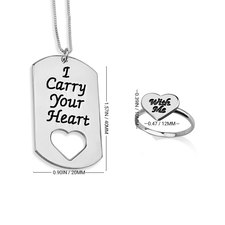 Carry Your Heart with Me Dog Tag and Ring Set - Thumbnail Information
