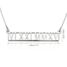 Roman Numeral Cut Out Bar Necklace - Thumbnail Information