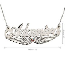 Angel Wing Birthstone Name Necklace - Thumbnail Information