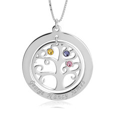 Family Tree Necklace with Birthstones - Thumbnail 2