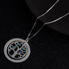 Family Tree Necklace with Birthstones - Thumbnail Model
