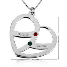 Name and Birthstone Heart Necklace for Mom - Thumbnail Information