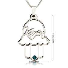 Personalized Hamsa Necklace with Birthstone - Thumbnail Information