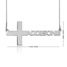 Cut Out Sideways Name Cross Necklace - Thumbnail Information