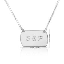 Two Initial Horizontal Dog Tag Style Necklace - Thumbnail Information