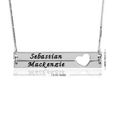 Double Bars with heart Name Necklace - Thumbnail Information