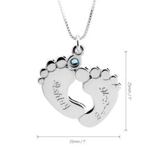 Engraved Baby feet with birthstone - Thumbnail Information