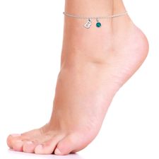Personalized Initial Anklet with Birthstone - Thumbnail 2