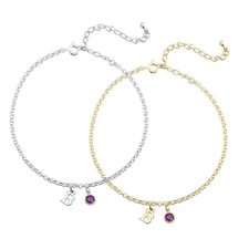 Personalized Initial Anklet with Birthstone
