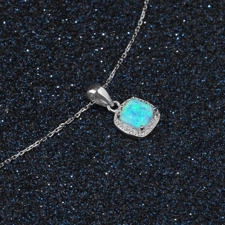 Square Opal Necklace - Picture 2