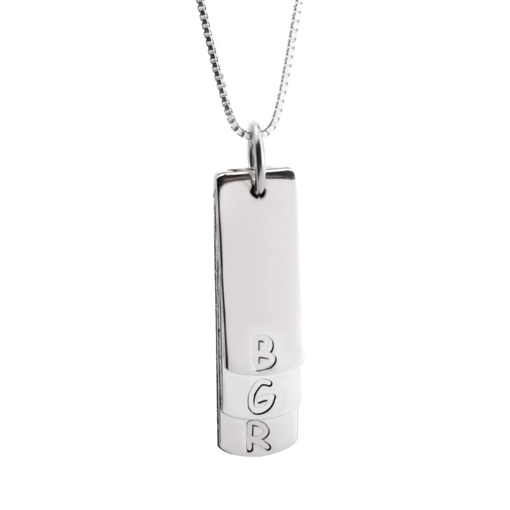 Vertical Bar Necklace With Initials - Picture 2