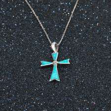 Opal Cross Necklace - Thumbnail 3