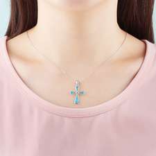 Opal Cross Necklace - Thumbnail 5