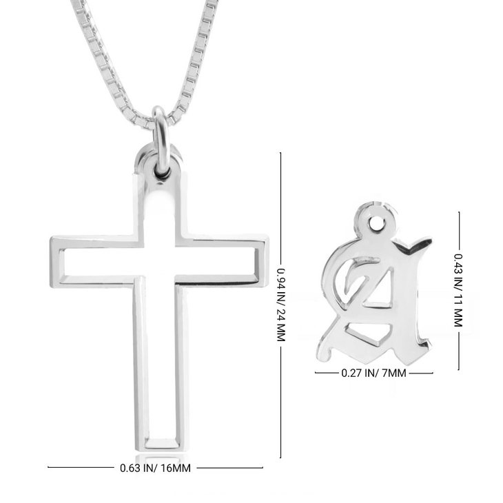 Cross Necklace with Initial information