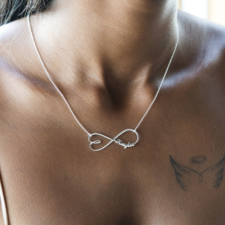Custom Heart Shape Infinity Name Necklace model