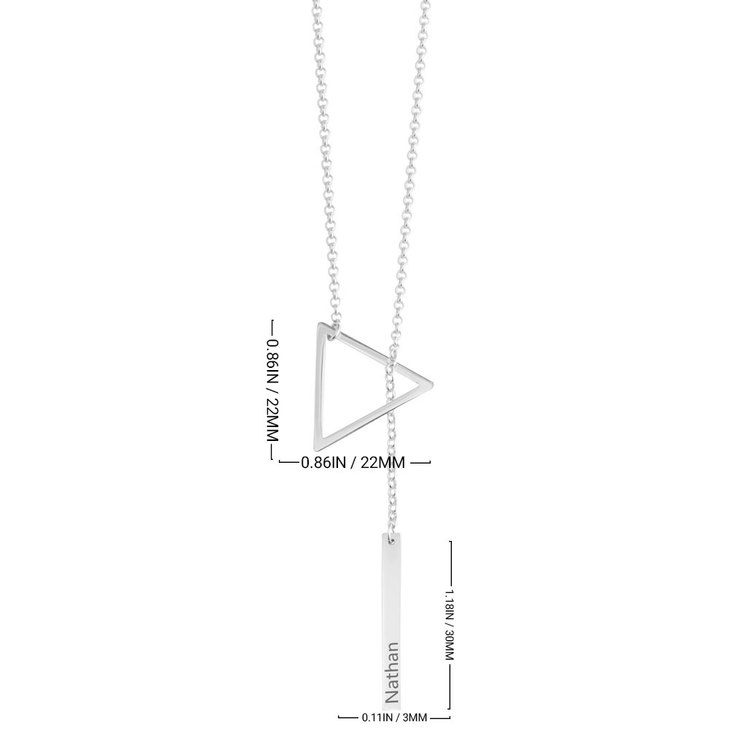 Engraved Hanging Bar & Triangle Necklace information