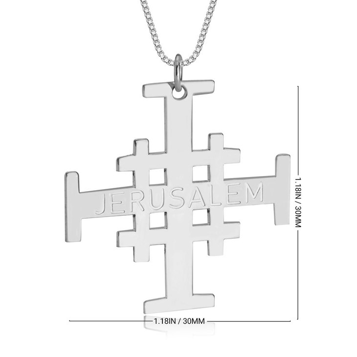 Engraved Jerusalem Cross Necklace information