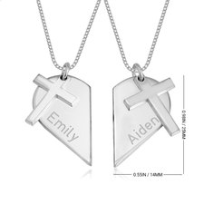 Couples Heart Necklace with Cross - Thumbnail Information