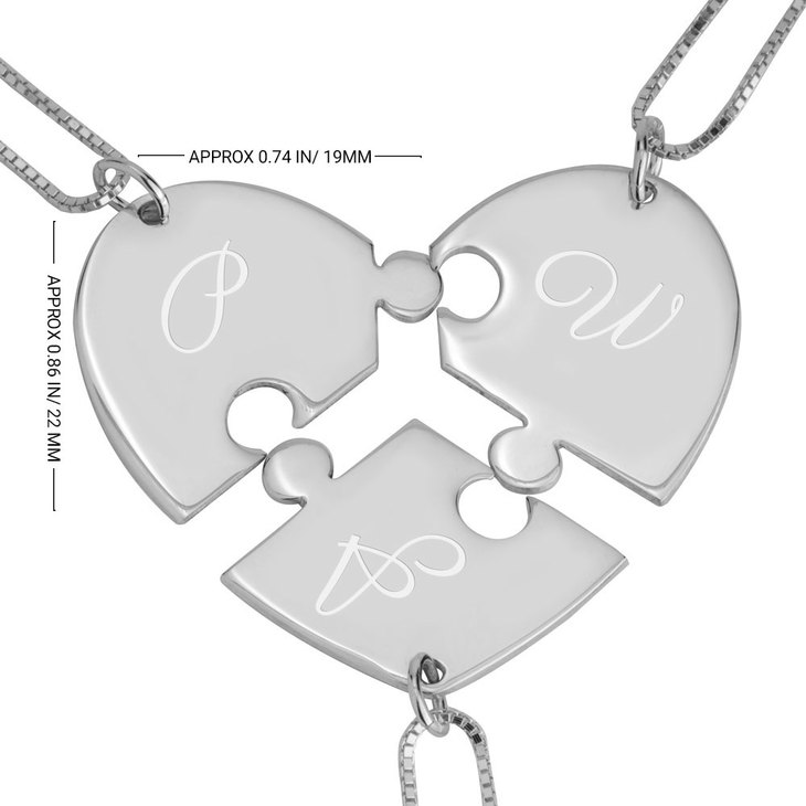 3 Piece Initial Puzzle Necklace information