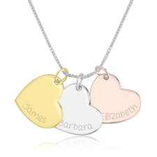 Three Tone Engraved Heart Necklace