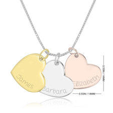 Three Tone Engraved Heart Necklace - Thumbnail Information