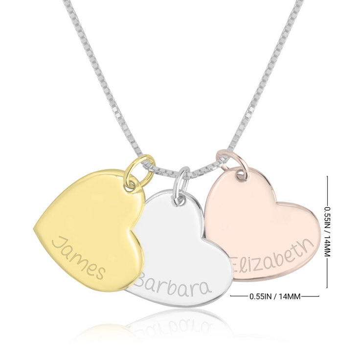 Three Tone Engraved Heart Necklace information