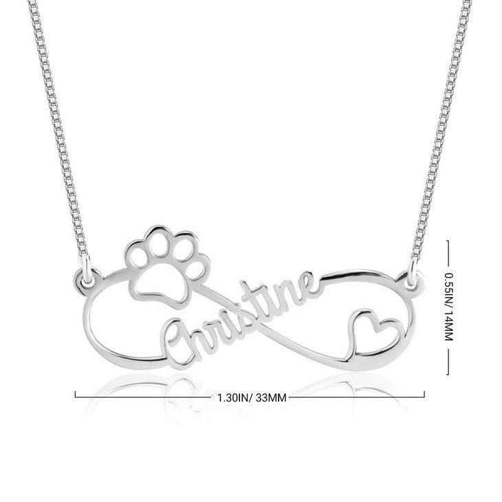 Infinity Dog Paw Necklace information