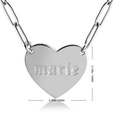Paperclip Chain Necklace with Engraved Heart - Thumbnail Information