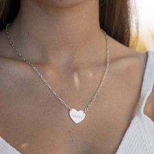 Paperclip Chain Necklace with Engraved Heart - Thumbnail Model
