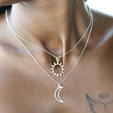 Sun and Moon Layered Necklace - Thumbnail Model