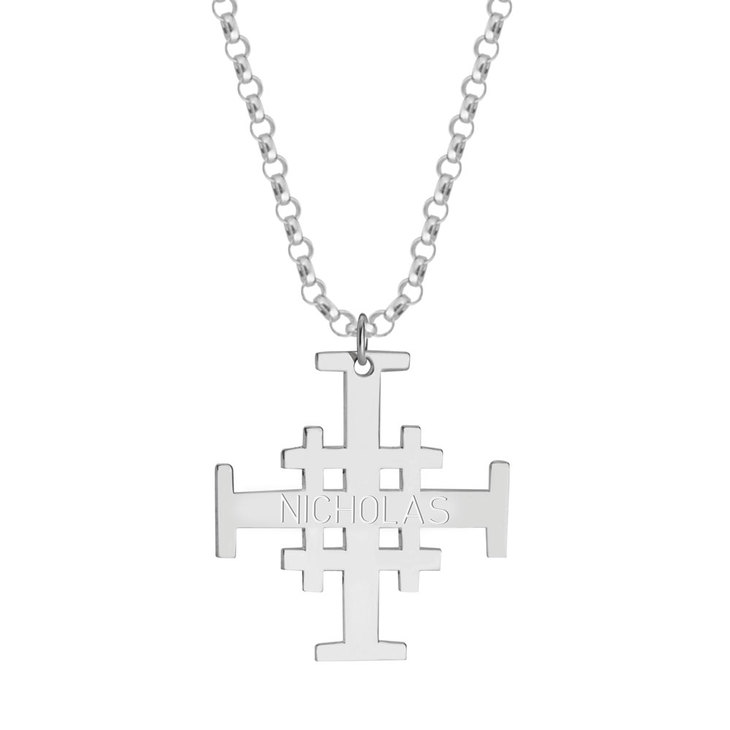 Jerusalem Cross Name Necklace For Men
