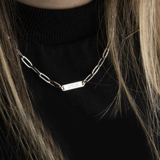 Paperclip Necklace With Small Nameplate - Thumbnail Model