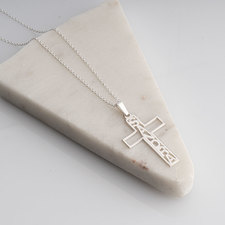 Vertical Name In Cross Necklace - Thumbnail Model
