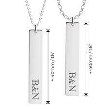 Couples Necklace Set With Vertical Initials - Thumbnail Information