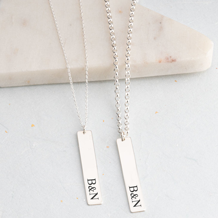 Couples Necklace Set With Vertical Initials model
