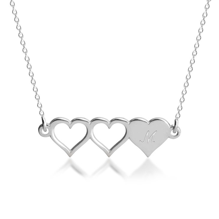 Initial Hearts Friendship Necklace Set - Picture 2