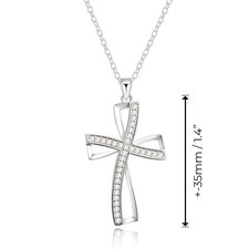 Cubic Zirconia Silver Cross Necklace - Thumbnail Information