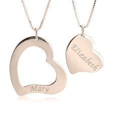 Mother Daughter Cut Out Two Necklaces