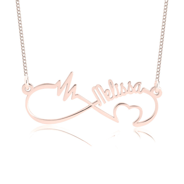 Personalized Infinity Heartbeat Necklace 