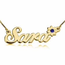 Birthstone Flower Name Necklace