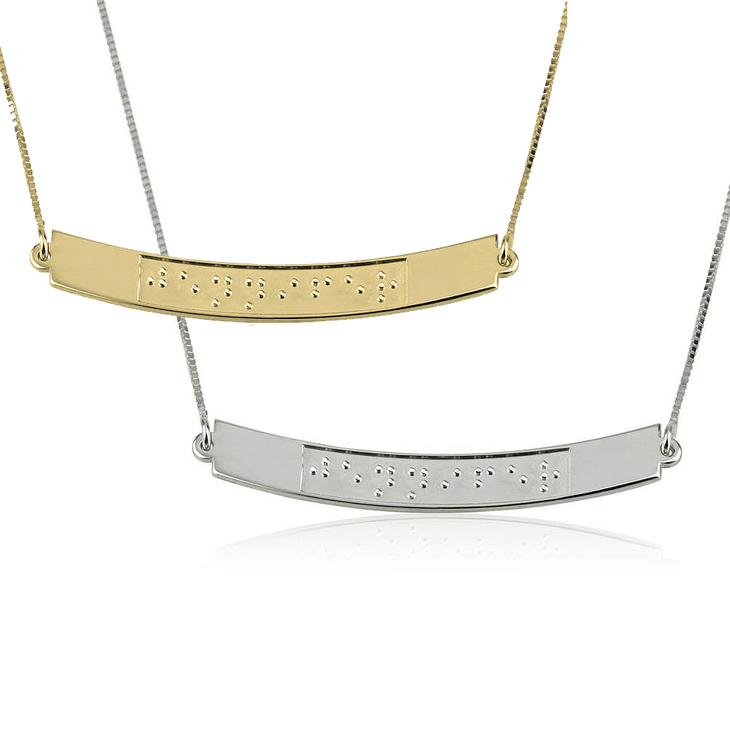 Custom Curved Bar Braille Necklace