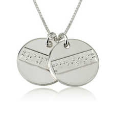 Two Discs Braille Letters Necklace