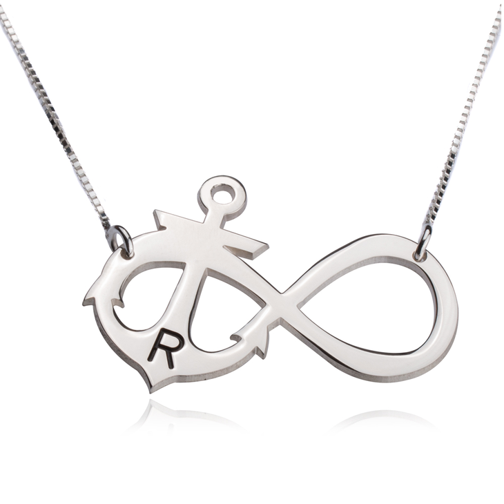 Initial Anchor Infinity Necklace
