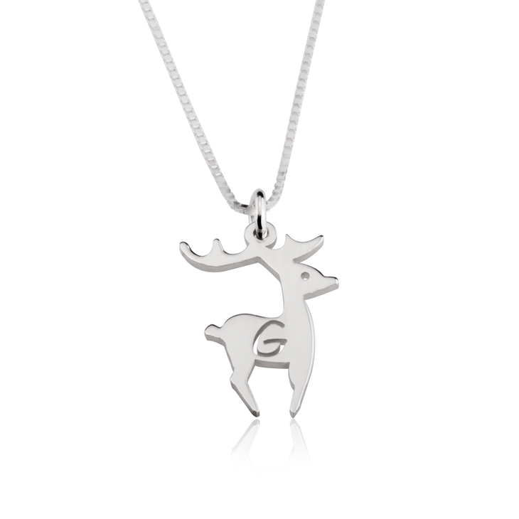 Deer Initial Necklace