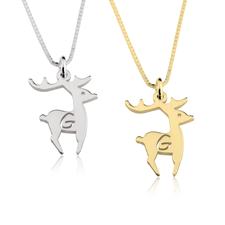 Deer Initial Necklace