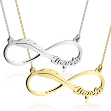 Infinity Feather Name Necklace